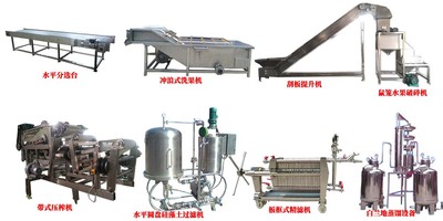 陕西客户定制的梨酒生产线设备带式压榨机、冲浪式洗果机、提升机、分选台、鼠笼水果破碎机等生产线设备.j